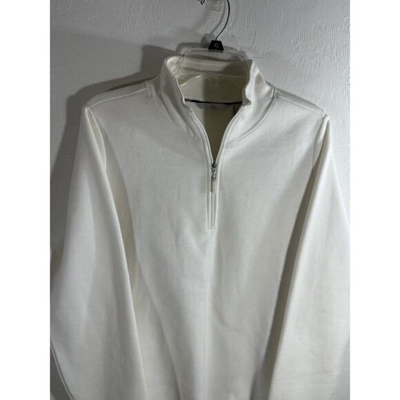 IZOD 1/4 Zip Sz Large Sweater Men’s Cotton Cream Ivory Preppy Golf Cotton Blend - Picture 2 of 8
